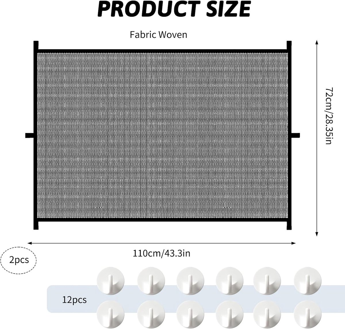 SnelShoppen - 2 stuks Deurhekjes voor Honden 110x72 cm - Trapbeschermingshek zonder Boren - Inclusief 12 Klittenbandsluitingen - Geschikt voor Trappen