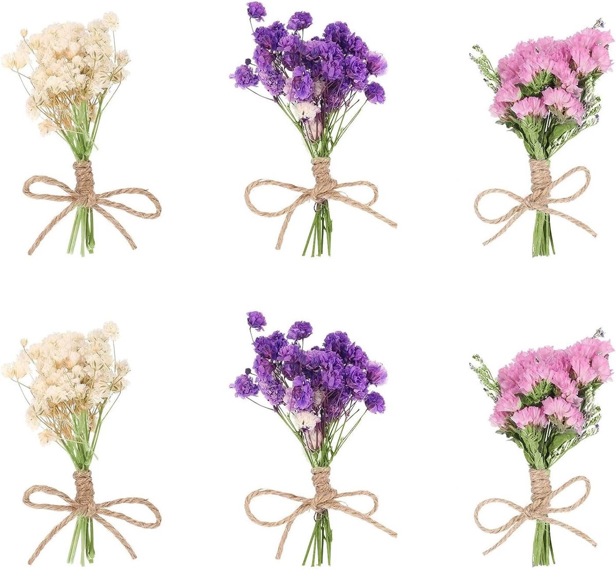 SnelShoppen - 6 Bouquets Natuurlijke Droge Bloemen - Decoratieve Bloemen voor Thuis, Tuin, Feest - 100% Natuurlijk, Geurend, Duurzaam