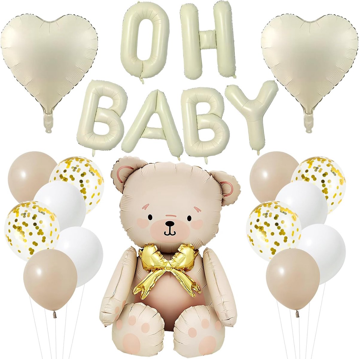SnelShoppen - Compleet Oh Baby Ballonnen Set voor Baby Shower | 21 Decoraties met Letterballonnen, Hartballonnen, Helium Ballonnen, Geschikt voor Jong