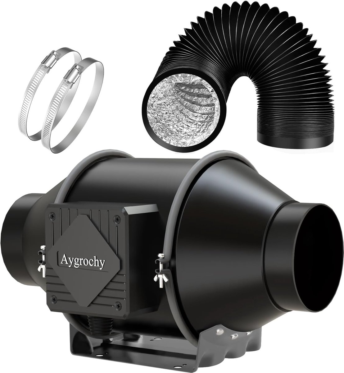 SnelShoppen - 100mm Luchtafzuiger 363 m³/h, Ventilator met EC Motor en Flexibele Slang voor Badkamer, Keuken, Garage, Kweektent en Ventilatie