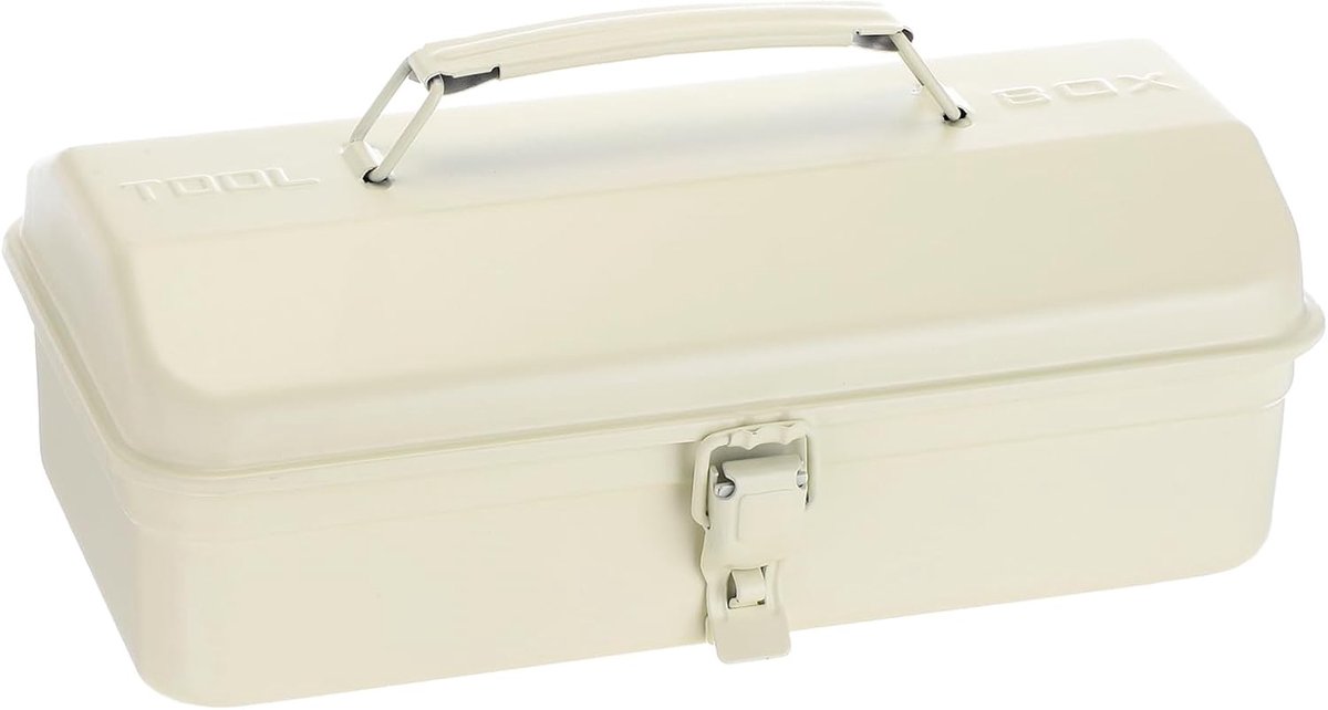 SnelShoppen - Tool Box 11.4 Inch Draagbare Stalen Gereedschapskist met Dak en Metalen Sluiting voor Huishouden, Werkplaats en Auto, Wit