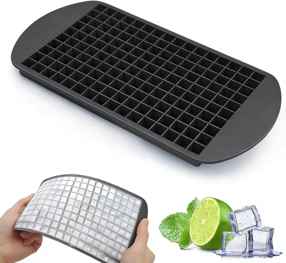 SnelShoppen - Mini IJsblokjes, 1 Pack IJsblokjesvorm Siliconen voor 160 IJsblokjes in Keuken, Zonder Deksel, Dranken/Bier/Babyvoeding/Fruit IJsblokjes