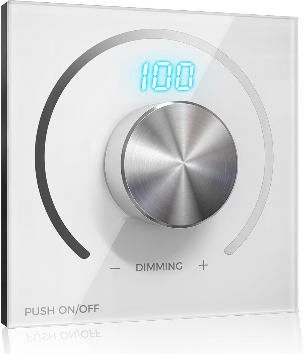 SnelShoppen - DC 12V PWM Dimmer Switch met Digitale Display, Flush-Mounted Dimmer voor Motorhome, RV, Dimbare LED Lamp, Perfect voor Feest, Camping en