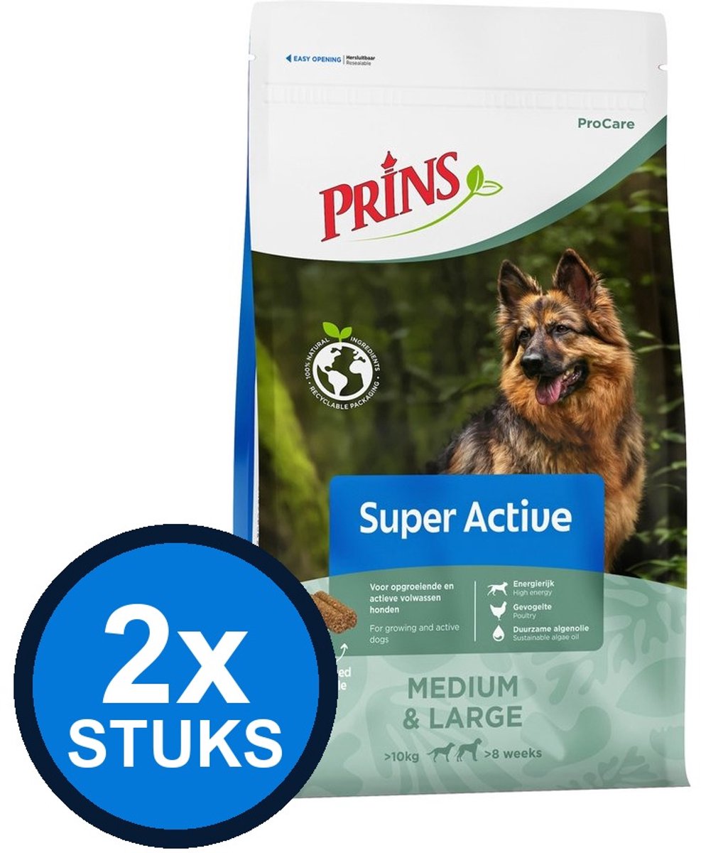 2x Prins - ProCare super active 3kg - Hondenvoer - 3 kg