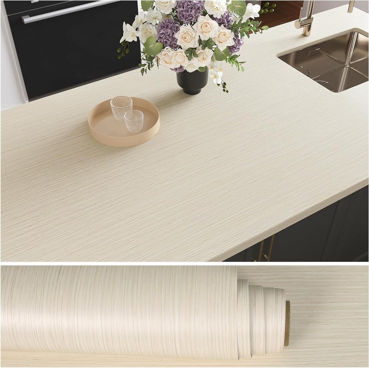 Beige Hout Effect Behang - Zelfklevend Vinyl voor Muurdecoratie, 40cm x 300cm, Natuurlijke Look