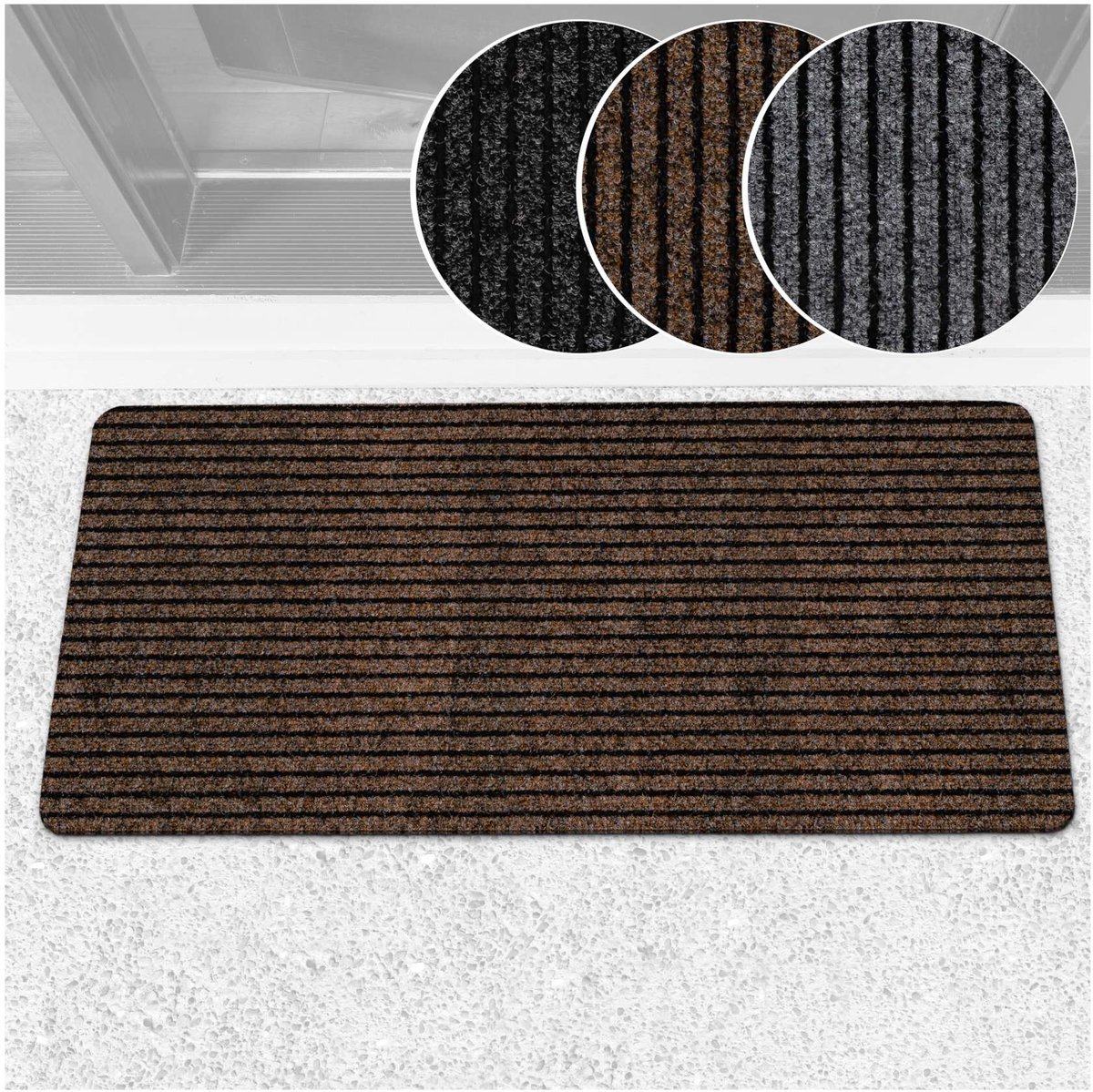 ANRO Mischa Deurmat Bruin 100x50 cm - Antislip - Rubberen rug