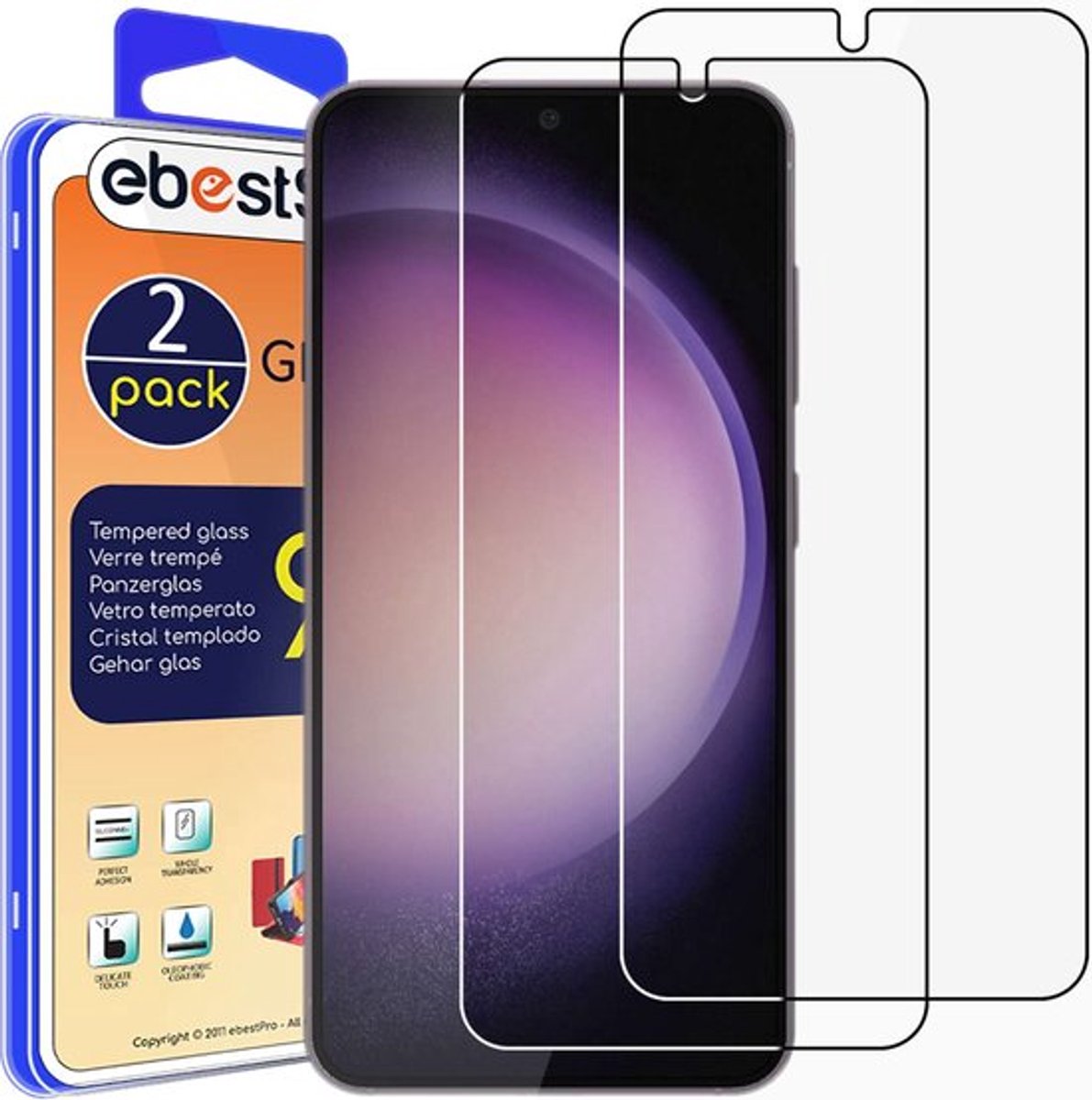 ebestStar - {2 Stuks} Gehard glas geschikt voor Samsung Galaxy S23, Screen Protector Cover, Schermbeschermer Tempered Glass