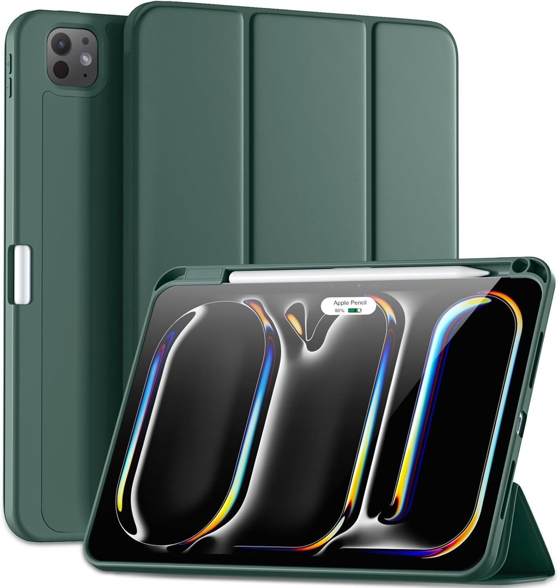 SnelShoppen - Maledan iPad Pro 11 inch M5/M4 (2025/2024) Hoes met Pencil Houder, Slim Flexibel TPU Rugcover, Schokbestendig, Auto Wake/Sleep, Ideaal v