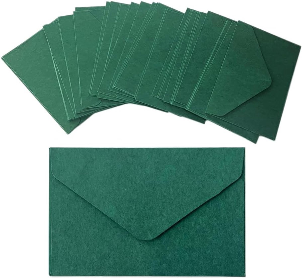 SnelShoppen - 80 Mini Enveloppen 14.13x2.75 Inch Donkergroen - Vintage Kleine Enveloppen voor Uitnodigingen, Bedankbriefjes, Cadeaukaarten en Meer