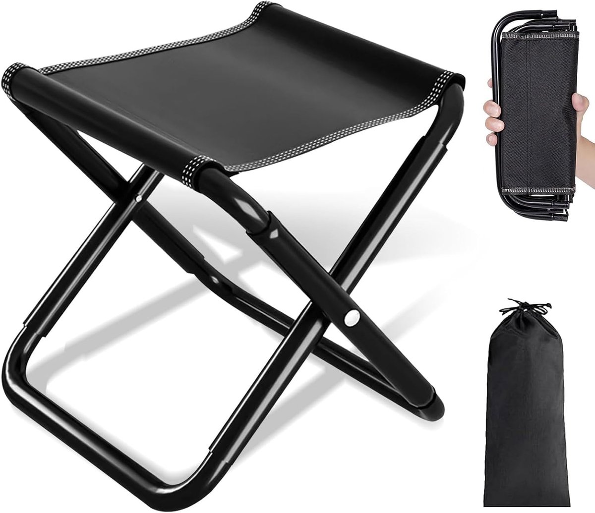 SnelShoppen - Vouwbare Campingstoel 200 kg - 30 cm - Draagbare Opvouwbare Stoel met Opbergzak voor Kamperen, Vissen, Hiken en Grillen