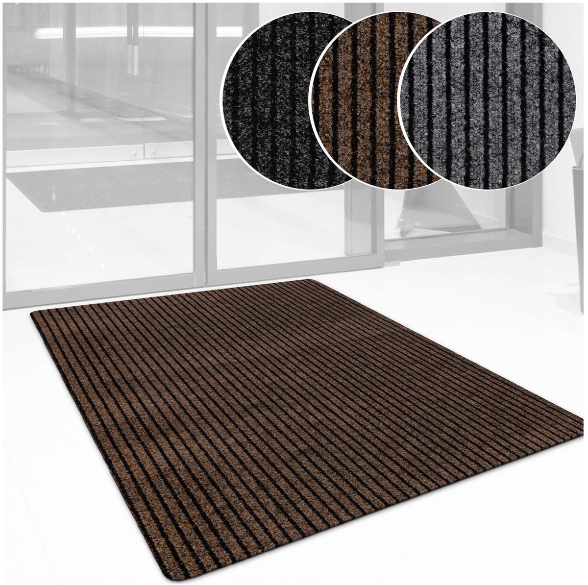 ANRO Deurmat Mischa Bruin 150x90cm – Schoonloopmat Antislip Rubber