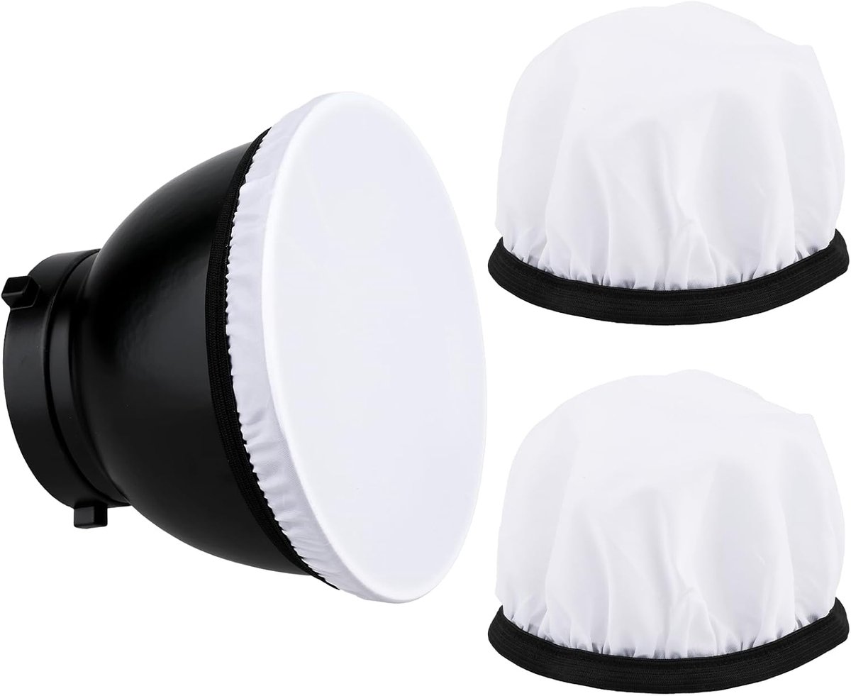 SnelShoppen - 2x Licht Diffuser Sok 18cm/7" Witte Zachte Lampschaduw Reflector voor Studio Flitser Ringlicht en Standaard Reflector