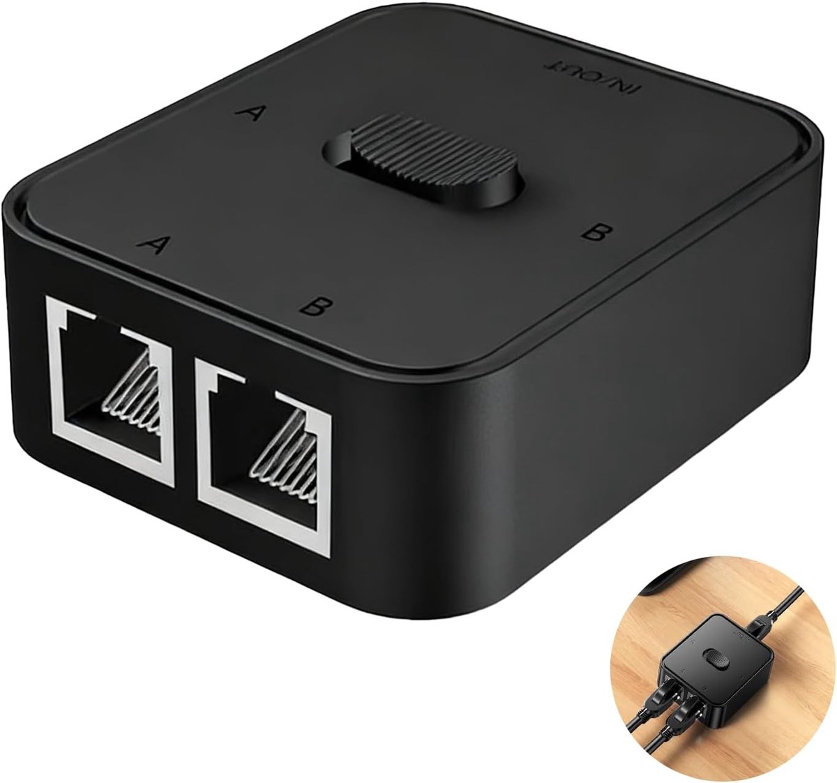 SnelShoppen - Network LAN Switch RJ45 Ethernet Splitter 2-in-1 of 1-in-2, 1000Mbps Duplicator voor CAT8/CAT7/CAT6A/CAT6/CAT5e/CAT5, PoE, Gold Plated,