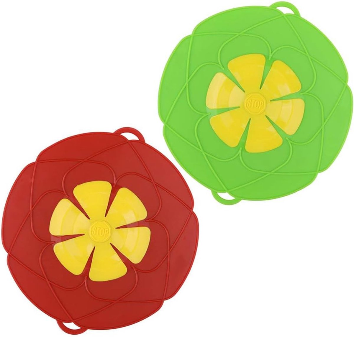 2 stuks overloopdicht deksel, 10,2 inch (ca. 25,5 cm) en 11 inch (ca. 27,5 cm), kookoverloopdicht stop, microwaafsgeschut deksel, BPA-vrij silikon deksel geschikt voor vaatwasser, geschikt voor thuiskeuken