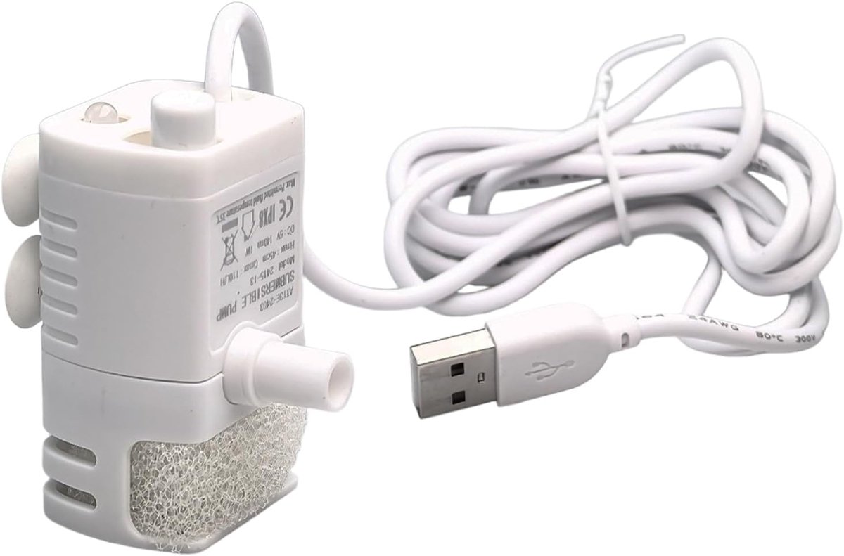 SnelShoppen - 5V USB Waterpomp voor Huisdierenfontein met LED Verlichting, Stil, Brushless Motor, Universele Compatibiliteit, Eenvoudige Installatie