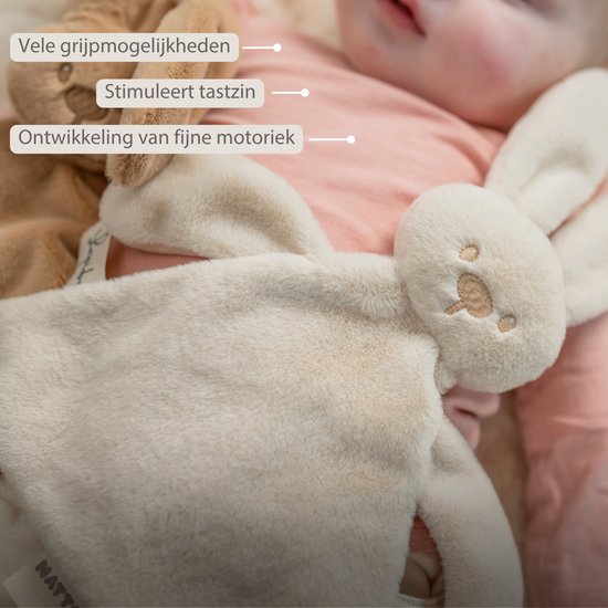 Nattou Lapidou Baby Knuffeldoekje - 37 x 35 cm - Doudou Konijn - Zand van Nattou — afbeelding 5