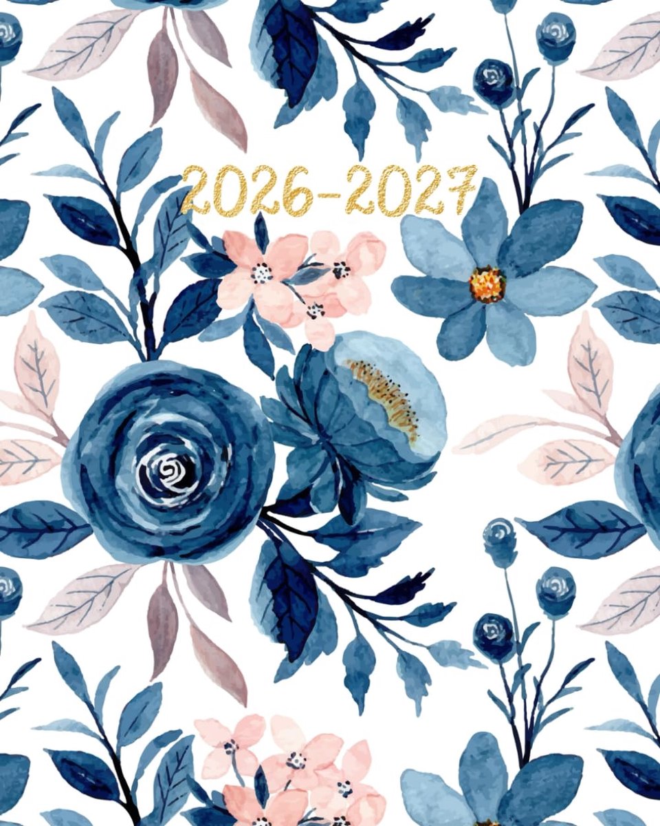 SnelShoppen - Monthly Planner 2026-2027 - Boho Floral Watercolor - Grote 2-Jaar Kalender 8 x 10 voor Vrouwen - Blauw Aesthetic - Perfect voor Organise