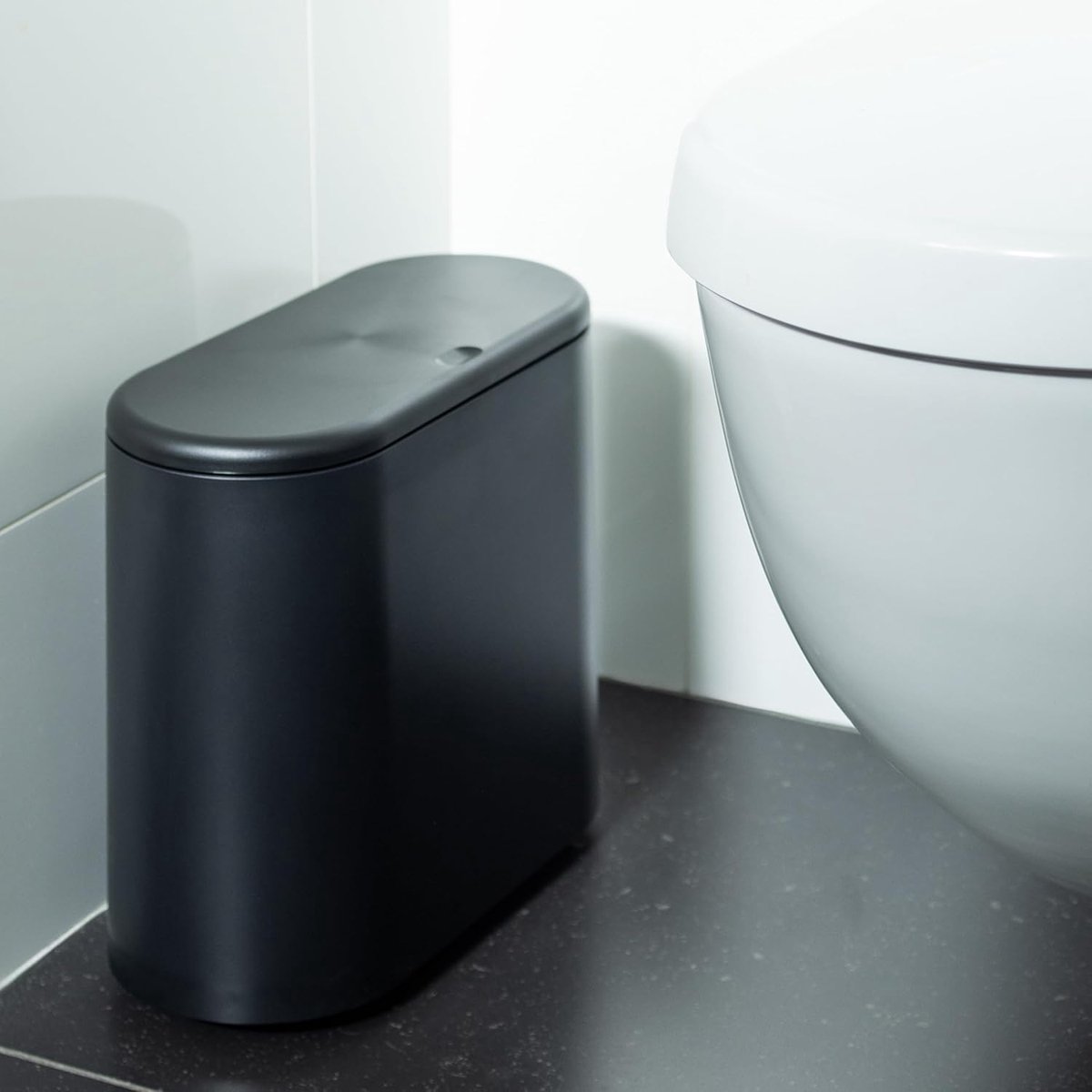 SnelShoppen - Compacte Afvalbak met Deksel - 10L - Papierbak - Afvalemmer - Dustbin voor Kleine Ruimtes - Geschikt voor Badkamer, Keuken, Camping - Mo