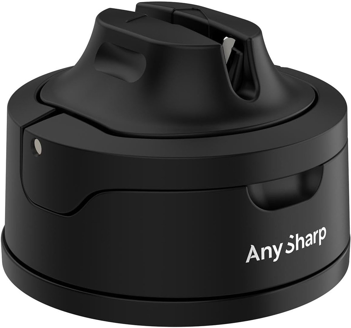 SnelShoppen - AnySharp Evo Mess-free Kookmes Slijper, Handsfree Veilig, PowerGrip Zuigkracht, Geschikt voor Harde Staal & Kartel, Compact Zwart