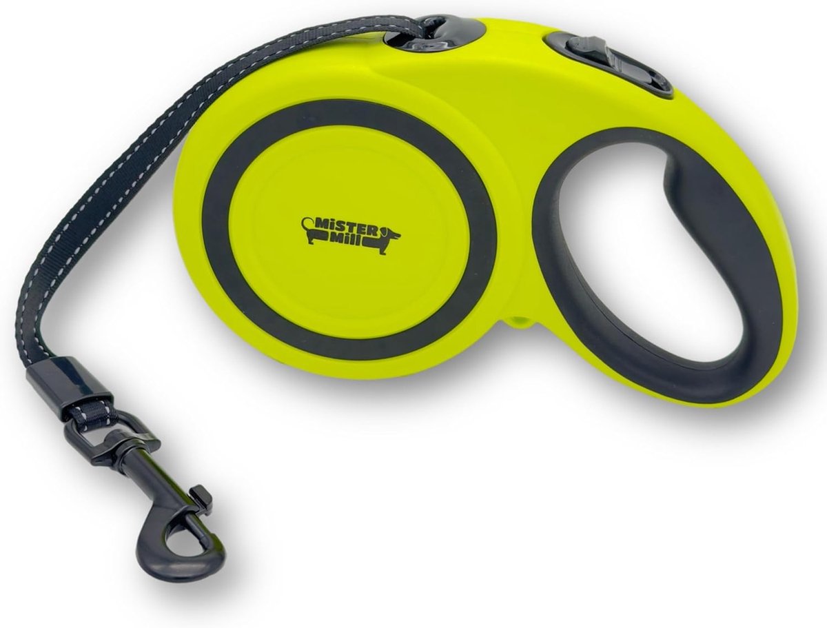 SnelShoppen - Hondenriem 5 Meter - Roll Out Leash - Flexibele Hondenlijn M - Automatische Hondenriem met Rem - Sterke Polyester Hondenleiding - Reflec