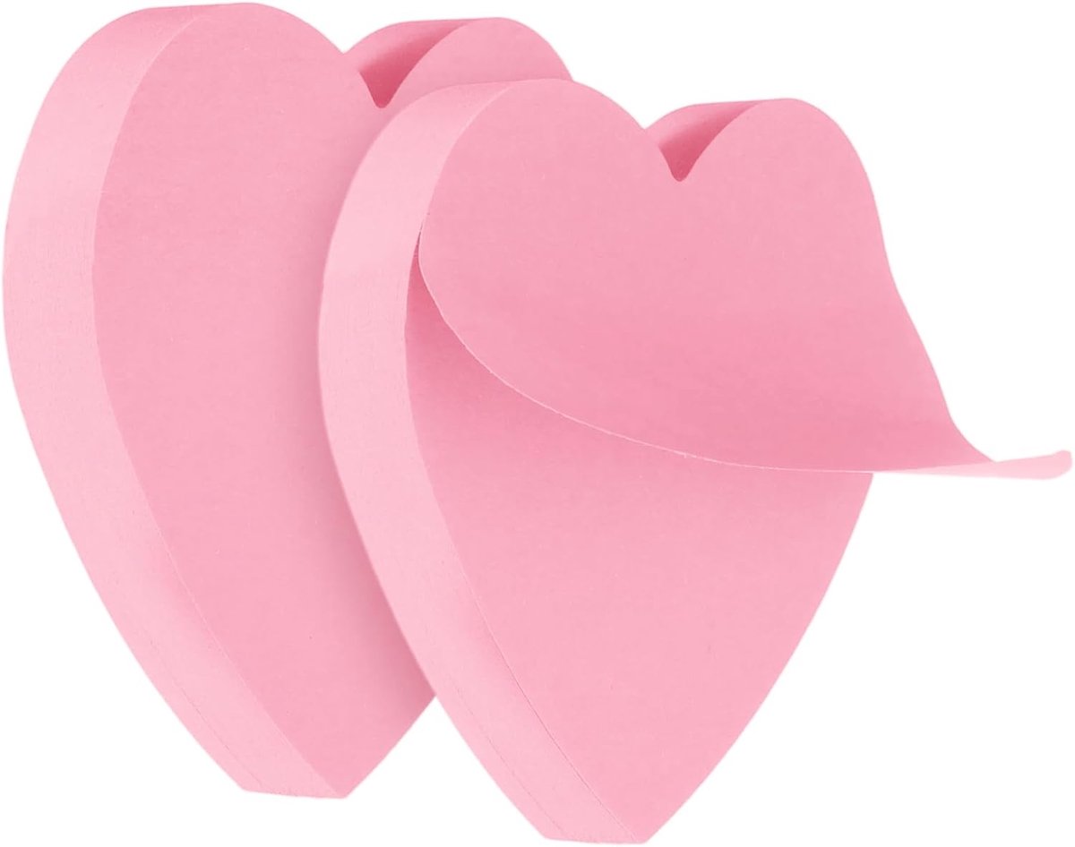 SnelShoppen - 2x 200 Stuks Zelfklevende Notities 7x7cm Roze Hartjes - Sticky Notes Blokken voor Kantoor, School, Thuis Herinneringen en Checklist