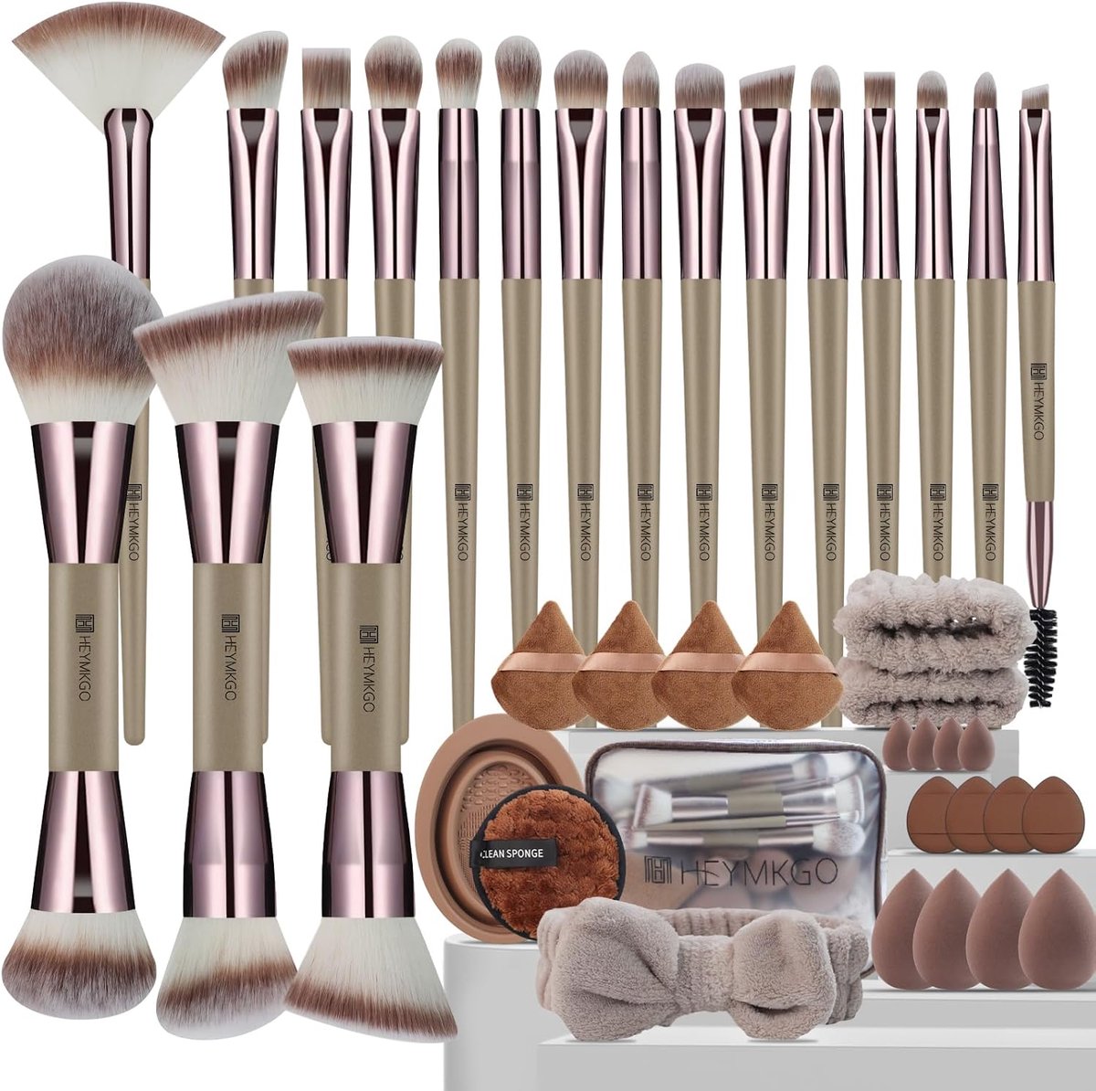 SnelShoppen - 40-delige Professionele Makeup Kwasten Set - Multifuntionele Make-up Tools voor Gezicht en Ogen - Perfect voor Foundation en Make-up - G
