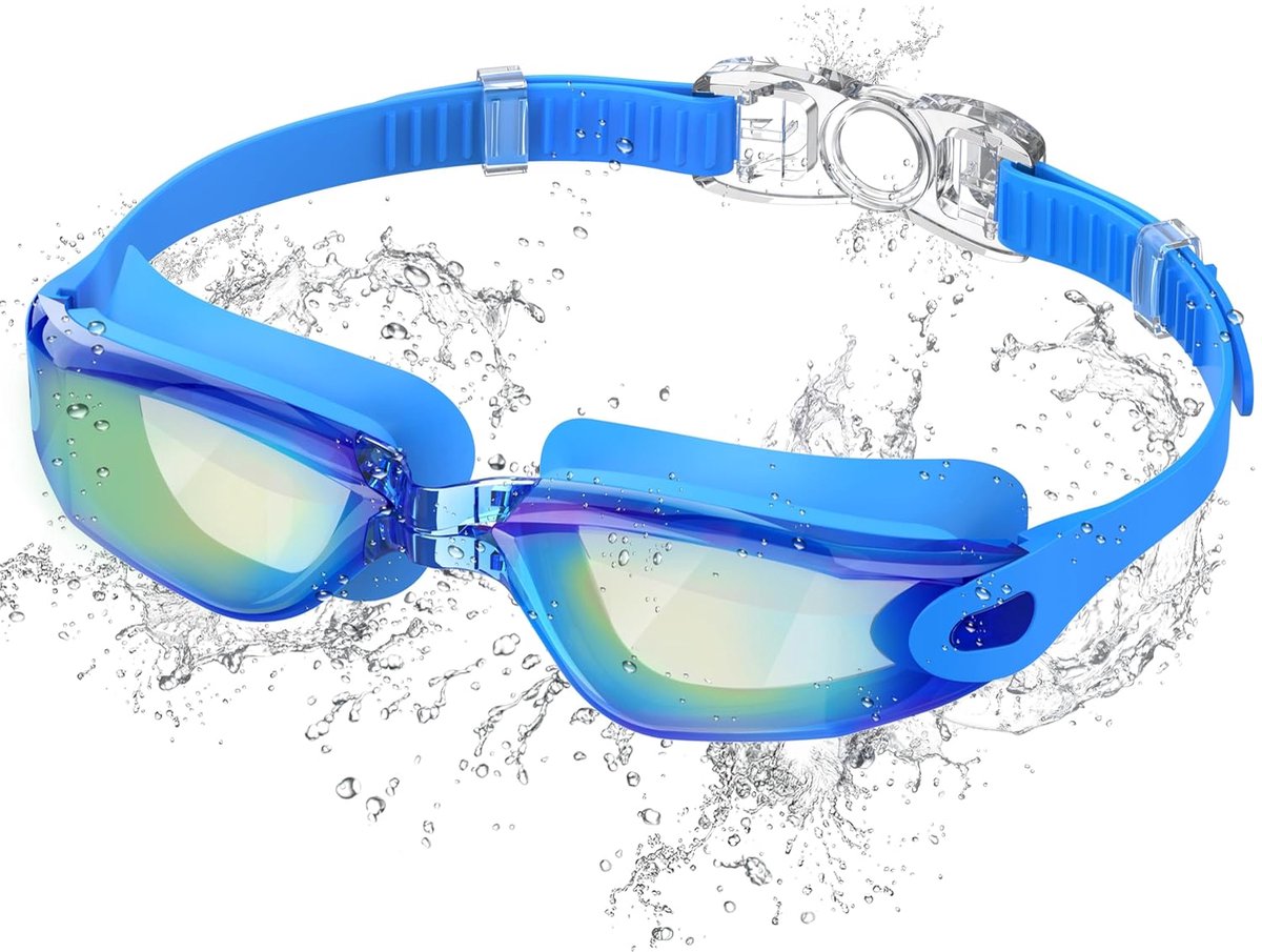 SnelShoppen - Anti Fog Zwembril voor Volwassenen en Tieners, UV Bescherming, Snelle Verstelbare Silicone Seal, Kleurvolle Blauwe Electroplating, Onver