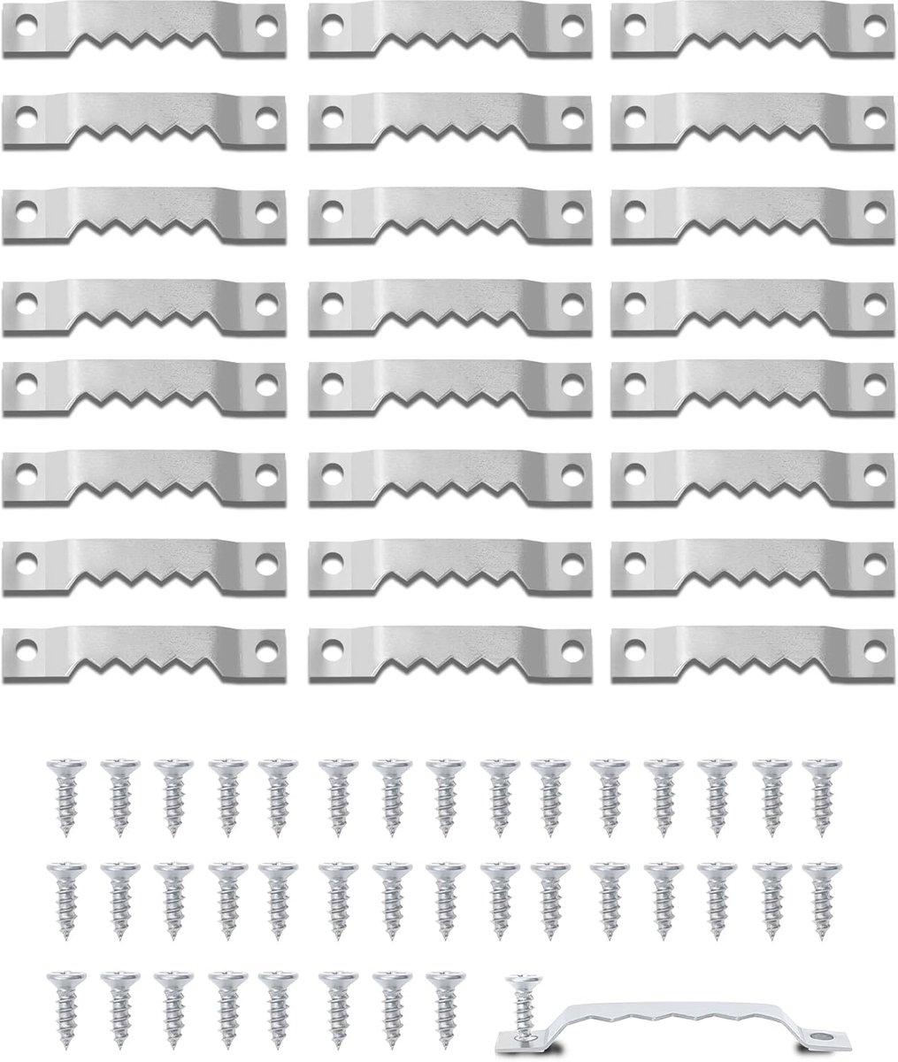 Thijox - 40 Stuks Zaagtand Hangers Zilver - Schilderij Ophangsysteem met 80 Schroeven - Metalen Fotolijst Haakjes voor Wanddecoratie, Canvas en Fotoli