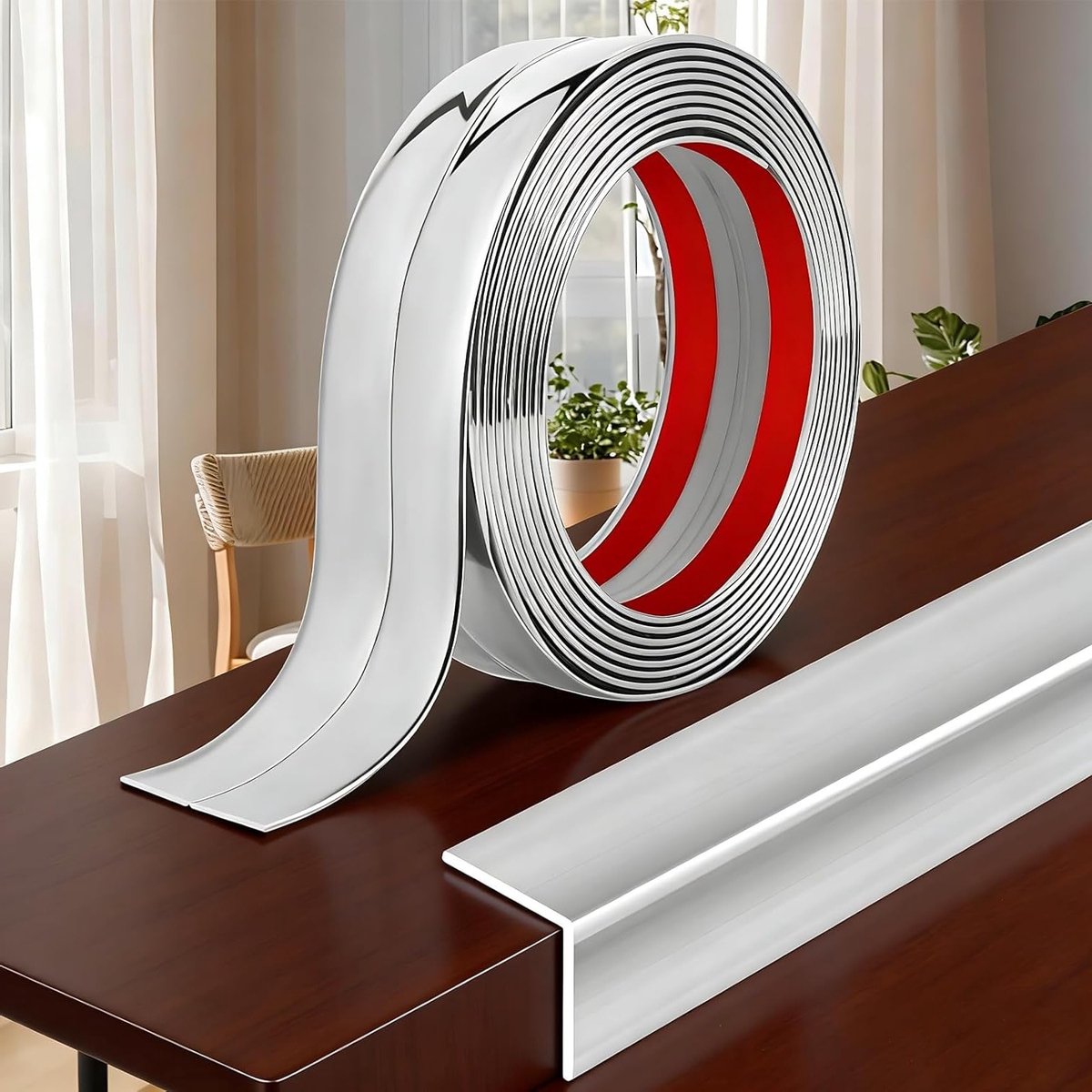 Zelfklevende PVC Hoekstrip 10 m x 20 mm voor Muren, Hoeken Bescherming en Decoratie, Flexibel en Duurzaam voor Thuis, Kantoor en Doe-Het-Zelf Projecten