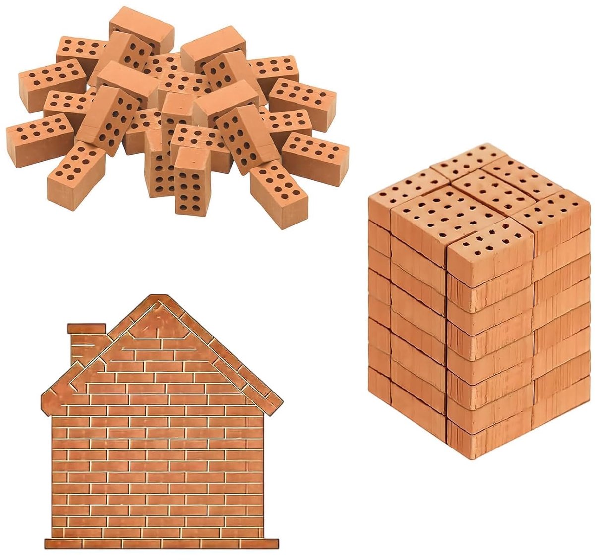 SnelShoppen - 50 Stuks Mini Kleisteentjes voor Modelbouw, Diorama en Tuin Decoratie - Weerbestendige Roodkleurige Simulatiestenen van Natuurlijke Klei