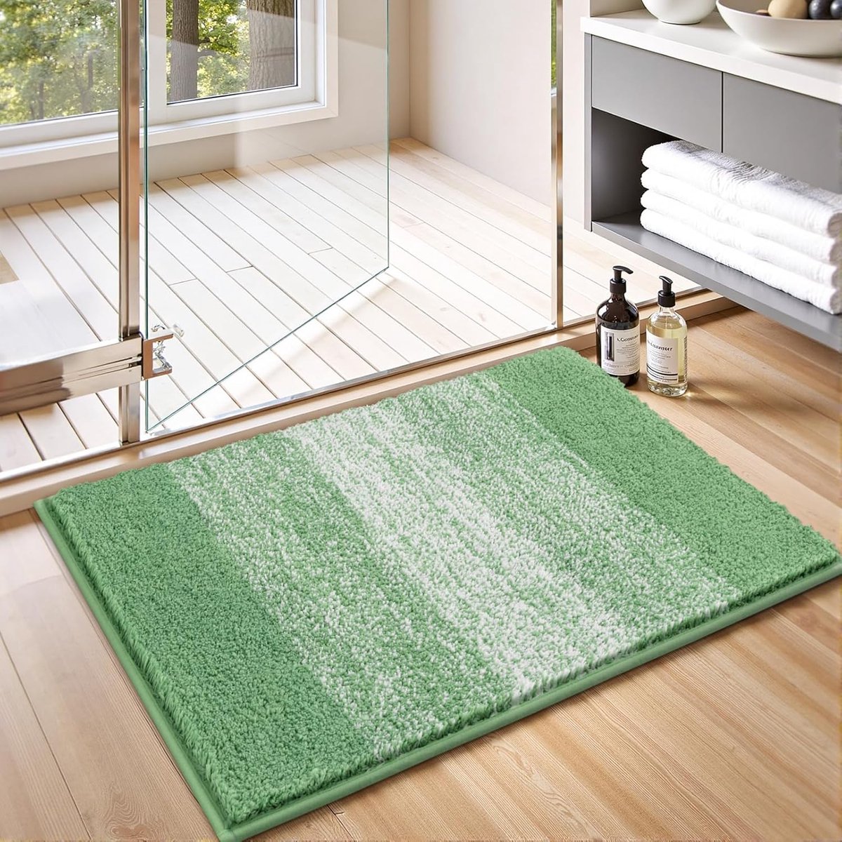 SnelShoppen - Badmat Antislip Zacht Dikker Groen Wasbaar Super Absorberend Fluffy Sneldrogend Douchematt Microvezel Klein 50 x 80 cm