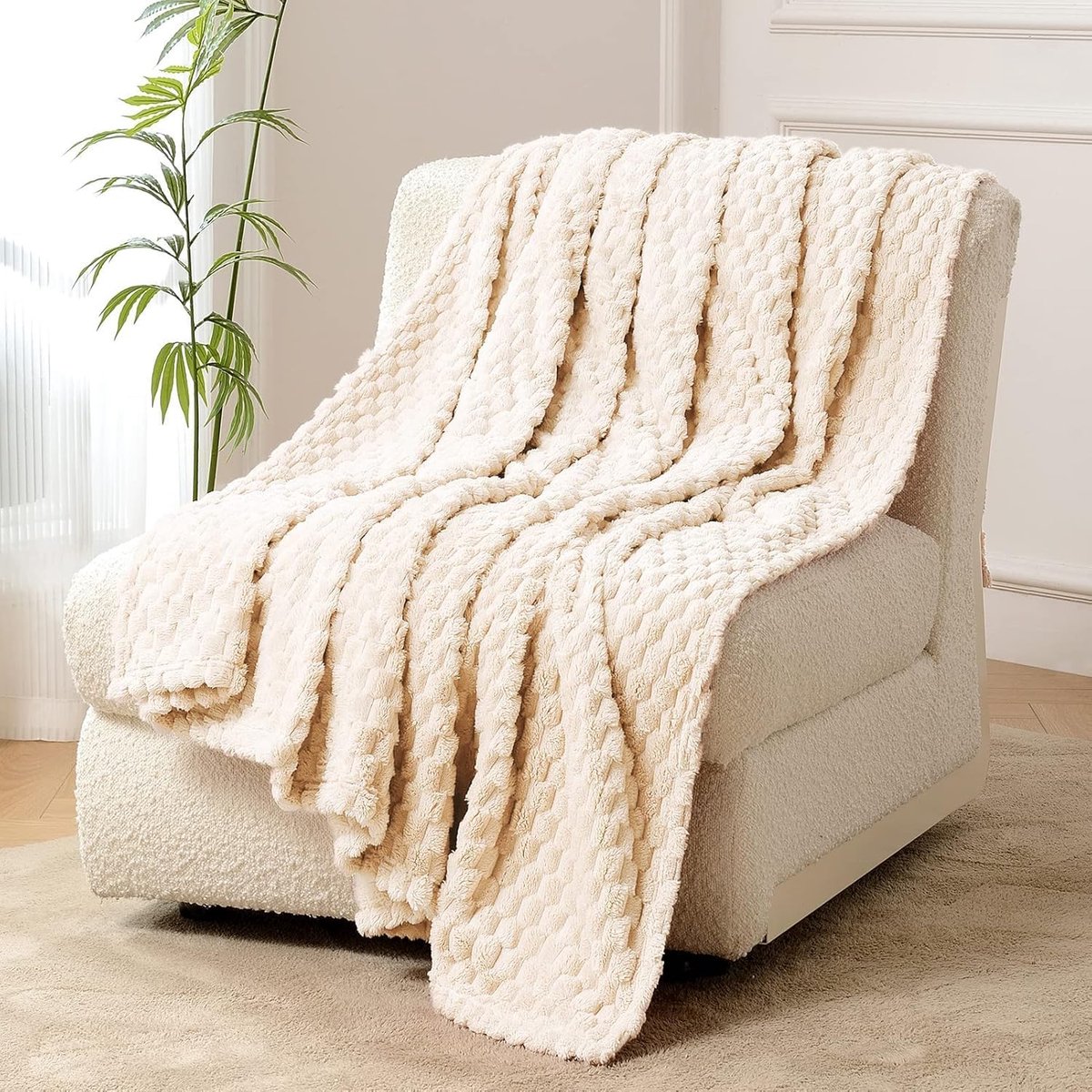 SnelShoppen - Fleece Cuddly Blanket 130x150 cm - Extra Zacht Fluffy Microfiber Plaid - Lichtgewicht Cosy Wol Dekentje voor Bank, Stoel, Camping en Kan