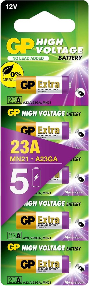 SnelShoppen - 5x Alkaline Batterijen 23A 12V - MN21, V23GA, A23, Voor Afstandsbedieningen, Beveiligingssystemen, Lange Levensduur, Hoge Energie, Ideaa