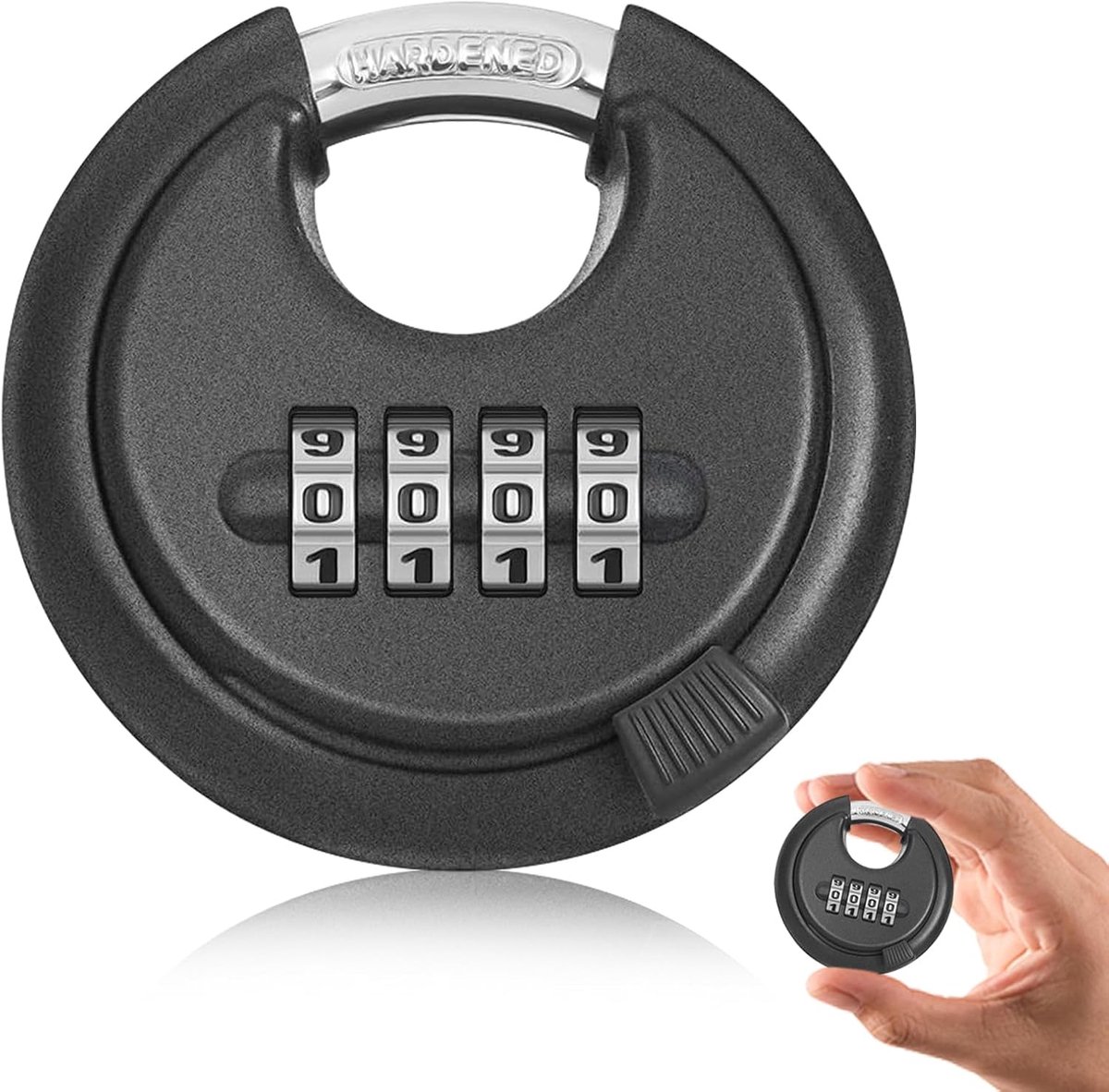 SnelShoppen - Combination Lock 70mm, Weerbestendig Ronde Hangslot van Roestvrij Staal met Cijferslot voor Schuur, Hek, Opslagunit - Zwart