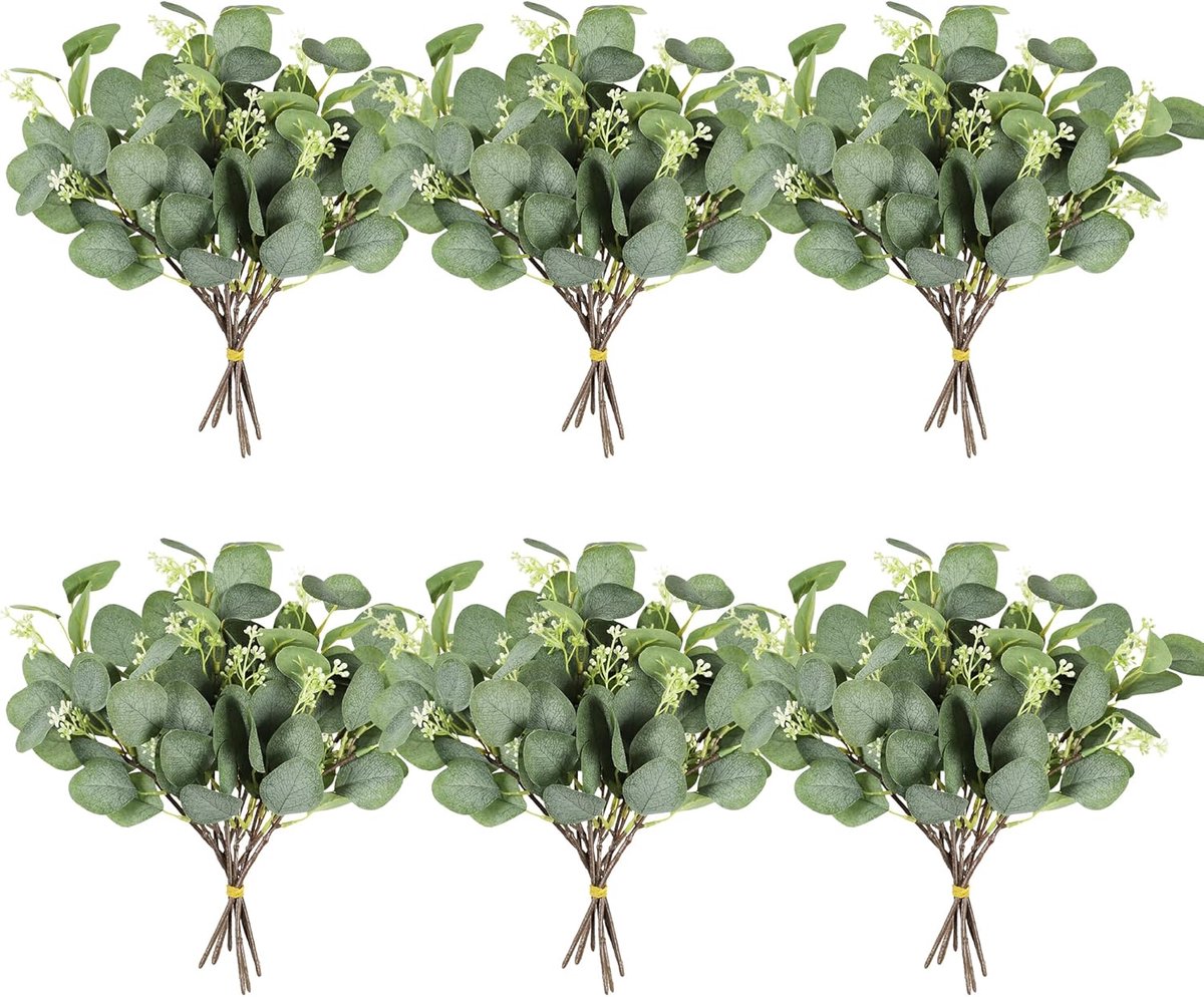 SnelShoppen - 36 Stuks Kunstmatige Eucalyptus Takken - Real Touch Eucalyptus Bladeren - Faux Groene Planten Takken voor Bruiloft, Centerpieces, Bloems
