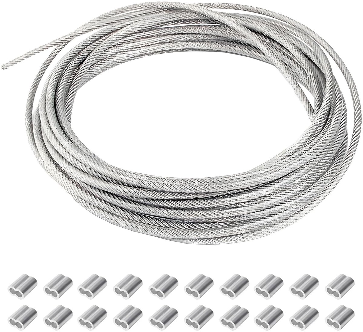 SnelShoppen - 1mm Rvs Staal Kabel - 304 Roestvrijstaal Draad - 60 Meter PVC Gecoat Voor Tuin, Camping, Klussen, Waterdicht, Hoogsterkte Kabel