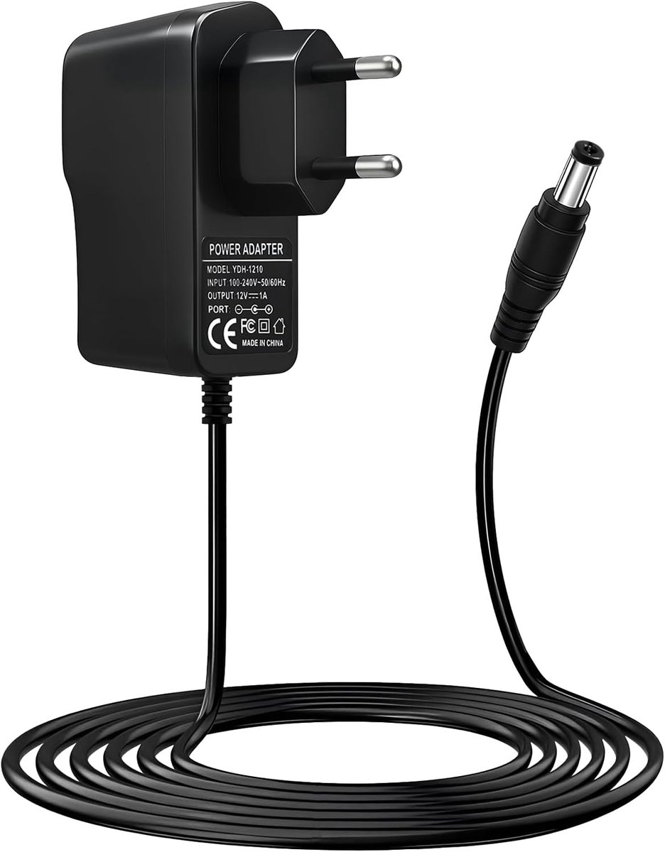 SnelShoppen - 12V 1A AC Adapter, Universele Oplader voor TV Box, LED Strips, Router, 12W Transformer, 100-240V, 50/60Hz, 1m Laadkabel