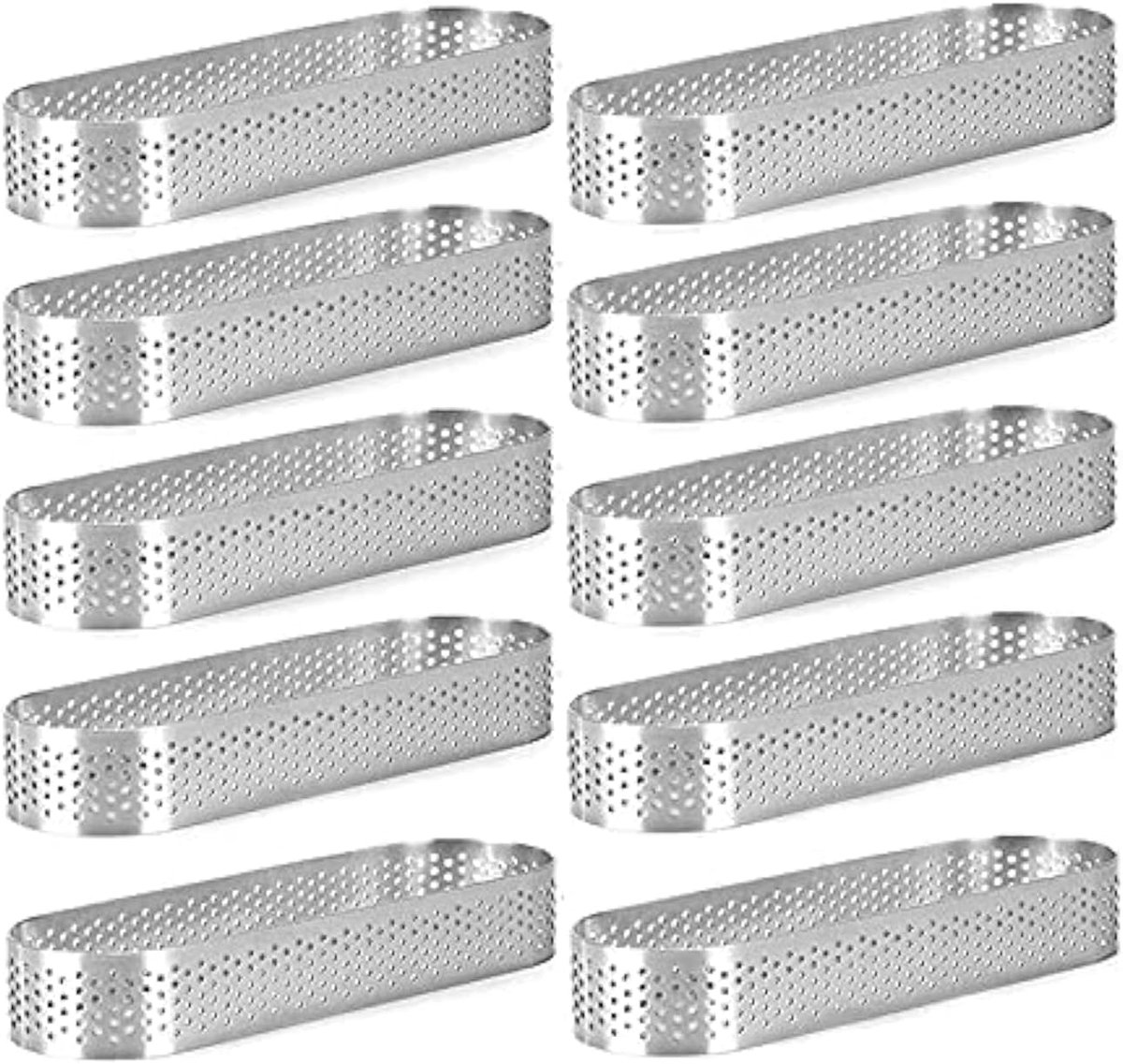 SnelShoppen - 10 Stuks Ovalen Cake Mallen, Franse Dessert Mousse, Fruitcake Ringen, Perforated Cake Rings, Quiche Mallen voor Bakken, DIY Bakgereedsch