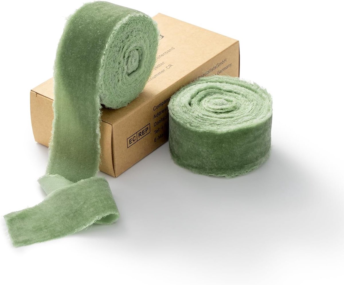 SnelShoppen - Luxe Velvet Groen Cadeau Ribbon - Sage Groen Decoratieve Ribbon - 38mm x 2.7m - Perfect voor Feest, Verjaardag, Bruiloft en Creatieve Pr