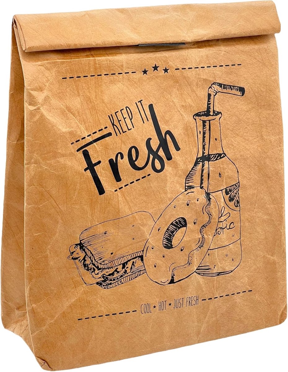 SnelShoppen - Isolerende Lunch Bag Bruin, Koeltas met Sluiting, Thermische Tas voor Warm of Koud, Waterafstotend, Ideaal voor Werk, School en Picknick