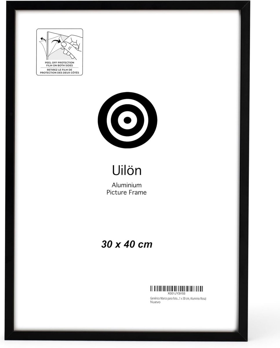 SnelShoppen - Aluminium Photo Frame Zwart 30 x 40 cm - Minimalistisch Design - Duurzaam Metaal - Ideaal voor Foto's, Prints en Tekeningen
