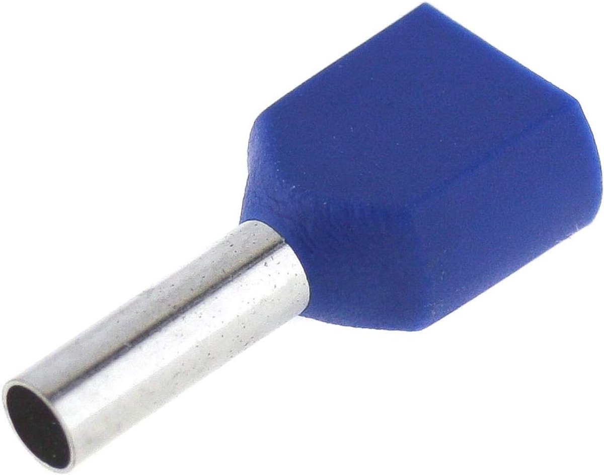 SnelShoppen - 100 Stuks SeKi 14222 Twin Ferrules 2x2.5mm2 Blauw - Dubbele Isolatie Ferrules voor Koper Draad Aansluitingen