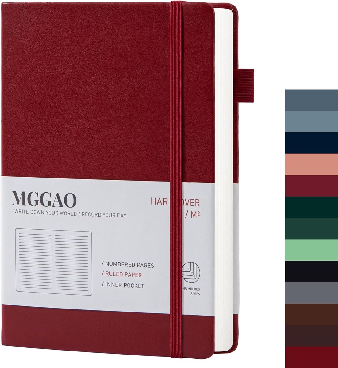 SnelShoppen - A5 Lined Journal - 100 GMS Dikke Papier - 188 Genummerde Pagina's - Premium Leren Hardcover Notitieboek voor Persoonlijk Schrijven, Stud