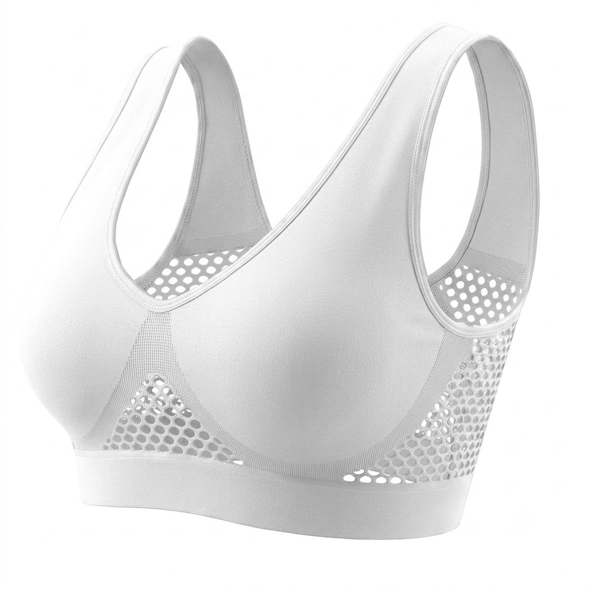 Witte sportbeha dames maat L ademend mesh sport bh zonder vulling brede schouderbanden U back hoge elasticiteit sneldrogend yoga fitness pilates training dagelijks casual alle seizoenen