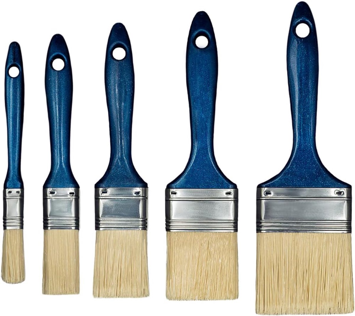 SnelShoppen - 5-delige Verfkwast Set voor Renovatie - Inclusief Platte Kwasten 13, 25, 38, 50, 63 mm - Geschikt voor Hout, Acryl en Metaal - Perfect v