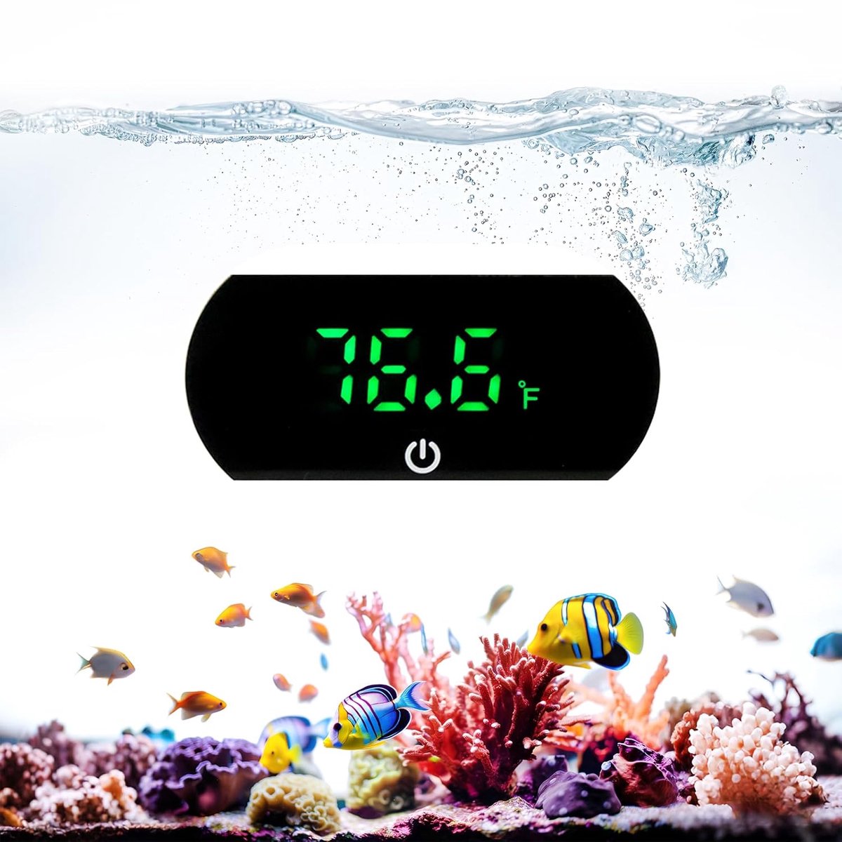 SnelShoppen - Digital Aquarium Thermometer LED Mini Aquarium Thermometer met Touch Screen voor Vers en Zee Water - Nauwkeurige Temperatuur Sensor °C/°