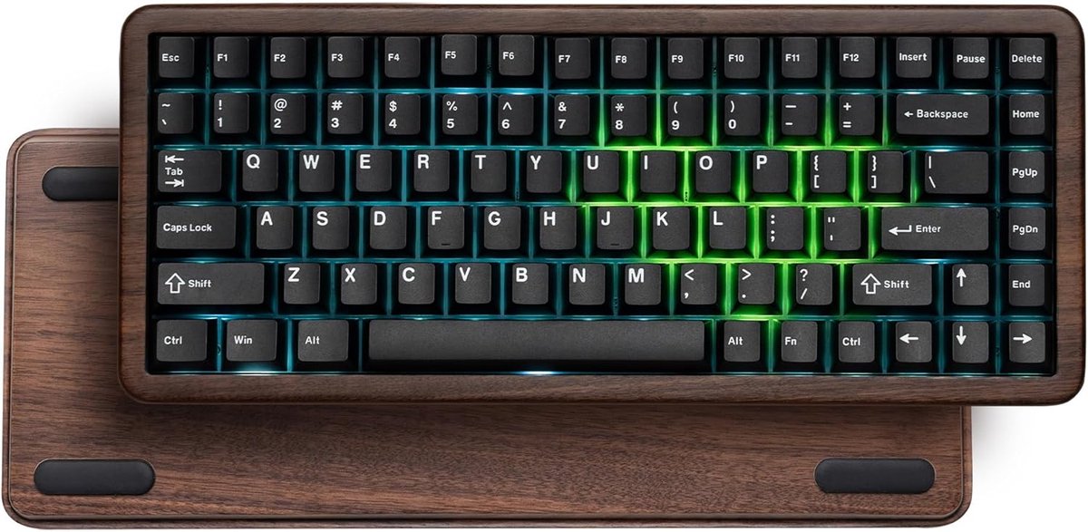 SnelShoppen - WD75 V2 Draadloos Gaming Toetsenbord 75% - Mechanisch Toetsenbord met Houten Behuizing, 8000mAh Batterij, Tri-Mode, RGB, Hot Swappable,