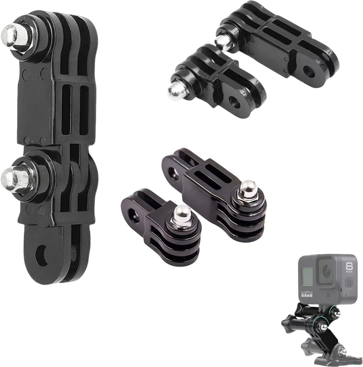 SnelShoppen - 4 Action Cameras Verstelbare Pivot Arm, Aluminium Accessoires voor Actiecamera, Voor Sportcamera's, Compatibel met Meerdere Apparaten