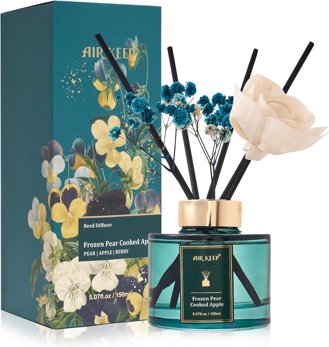 SnelShoppen - Aroma Diffuser Geurstokjes Frozen Pear Gekookte Appel Rozengeur 150ml Luchtverfrisser voor Badkamer, Woonkamer, Thuisdecoratie