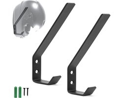 SnelShoppen - Motorcycle Helmet Holders voor Wandmontage, Set van 2, Zwarte Helmhouder met Schroeven voor het Ophangen van Helm en Jas, Hoogwaardige R